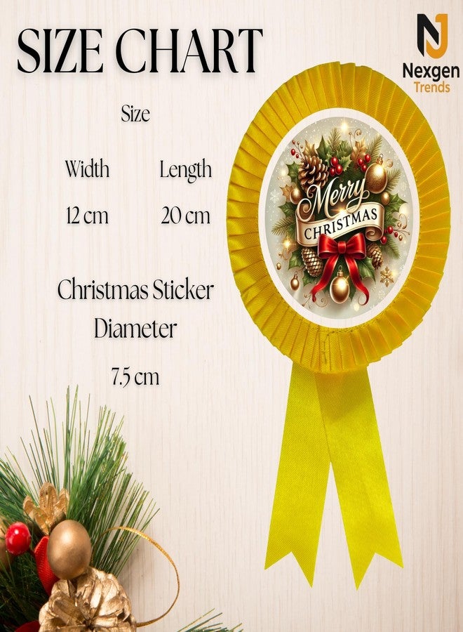 NEXGEN TRENDS Single Line Christmas Satin Ribbon Badge with Merry Christmas Logo - Premium Event Badge for Kids, Schools, Office Parties & Carol Programs (Pack of 10) (Yellow) - Image 5